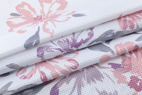 Dainty Home Dainty Home 13 Piece Bouquet Printed Waffle Weave Textured Shower Curtain And 12 Metal Rollerball Hooks