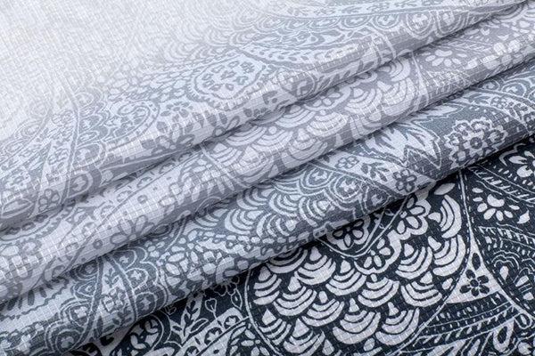 Dainty Home Dainty Home 13 Piece Paisley Printed Waffle Weave Textured Shower Curtain And 12 Metal Rollerball Hooks