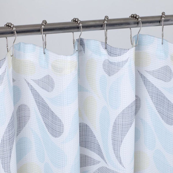 Dainty Home Dainty Home 13 Piece Petals Printed Waffle Weave Textured Shower Curtain And 12 Metal Rollerball Hooks