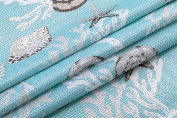 Dainty Home Dainty Home 13 Piece Under The Sea Printed Waffle Weave Textured Shower Curtain And 12 Metal Rollerball Hooks