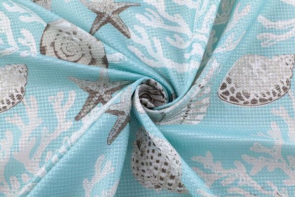 Dainty Home Dainty Home 13 Piece Under The Sea Printed Waffle Weave Textured Shower Curtain And 12 Metal Rollerball Hooks