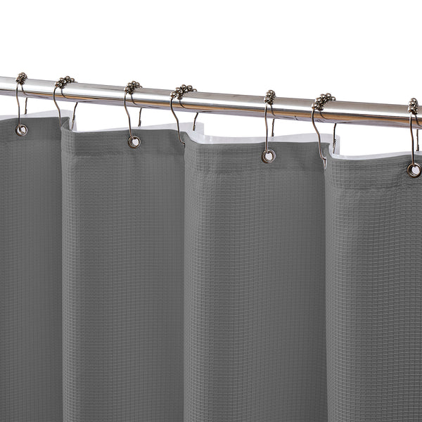 Dainty Home Dainty Home 14-Piece Bath Set With 1 Waffle 70 In. X 72 In. Shower Curtain 1 Peva Liner And 12 Stainless Steel Rollerball Hooks