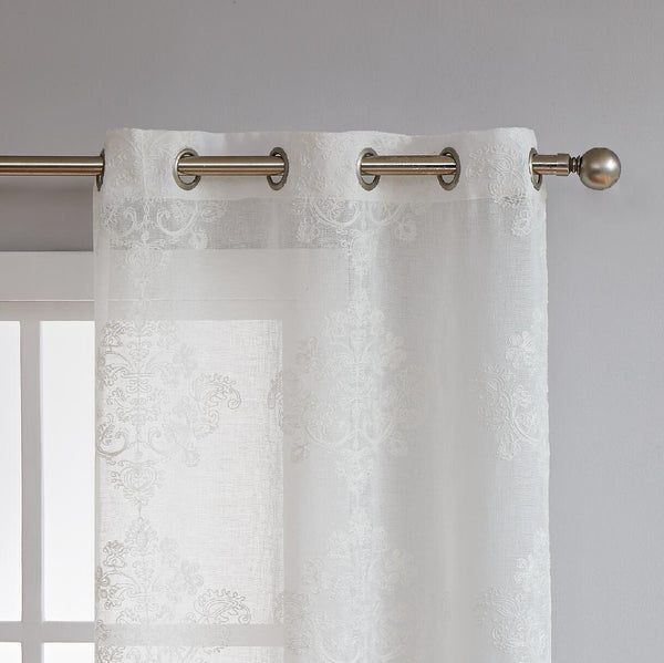 Dainty Home Dainty Home Amelie Embroidered Damask Design Textured Grommet Window Panel Pair