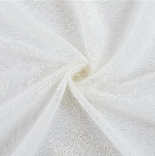 Dainty Home Dainty Home Amelie Embroidered Damask Design Textured Grommet Window Panel Pair