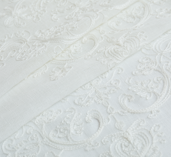 Dainty Home Dainty Home Amelie Modern 3D Damask Textured Embroidered Designed Linen-Look Fabric Shower Curtain