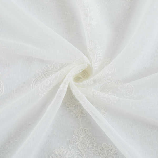 Dainty Home Dainty Home Amelie Modern 3D Damask Textured Embroidered Designed Linen-Look Fabric Shower Curtain