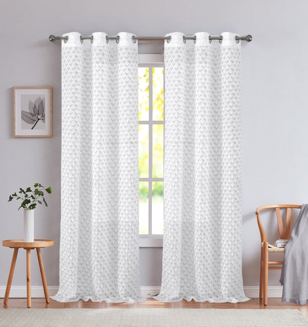 Dainty Home Dainty Home Ariana Modern 3D Stripe Diamond Textured Designed Light Filtering Grommet Panel Pair