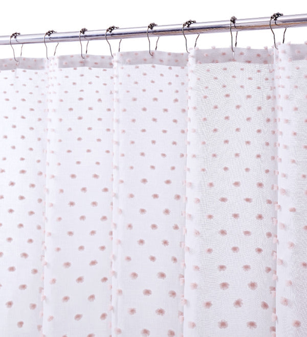 Dainty Home Dainty Home Ashley Modern 3D Linen-Look Fabric Shower Curtain With 3D Gradient Smaller To Bigger Cotton Like Puffs