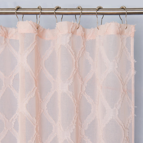 Dainty Home Dainty Home Aurora Modern 3D Chenille Embroidered Diamonds Linen-Look Shower Curtain