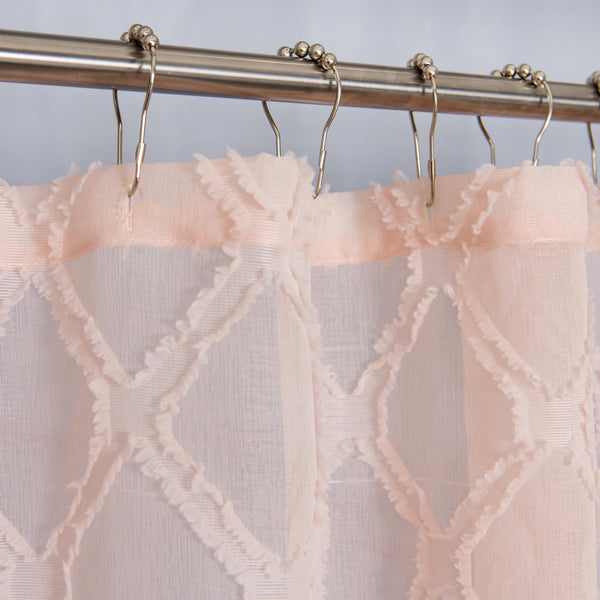 Dainty Home Dainty Home Aurora Modern 3D Chenille Embroidered Diamonds Linen-Look Shower Curtain