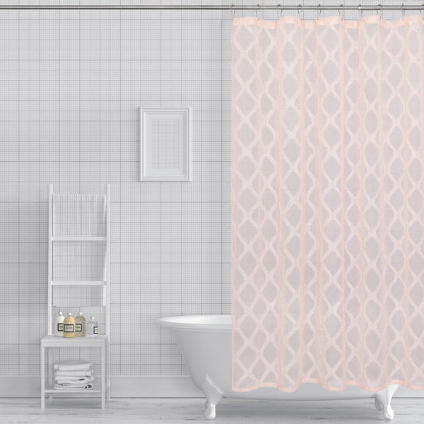 dainty home Dainty Home Aurora Modern 3D Chenille Embroidered Diamonds Linen-Look Shower Curtain