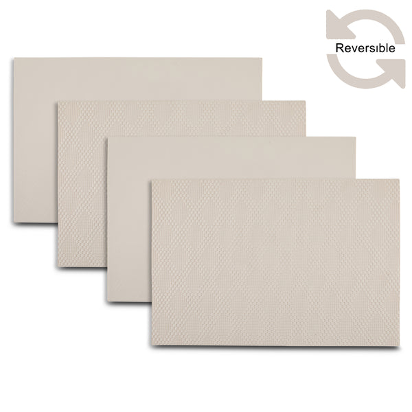 Dainty Home Dainty Home Basel Premium Vegan Leather Reversible 2 Pattern 12" X 18" Rectangular Placemat Set Of 4