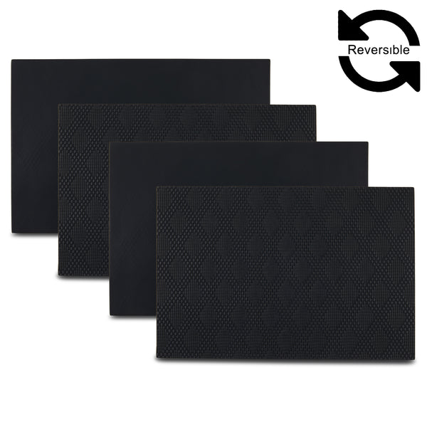 dainty home Dainty Home Basel Premium Vegan Leather Reversible 2 Pattern 12" x 18" Rectangular Placemat Set Of 4