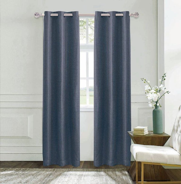 dainty home Dainty Home Boston Woven Herringbone Textured Thermal Insulated Blackout Grommet Panel Pair