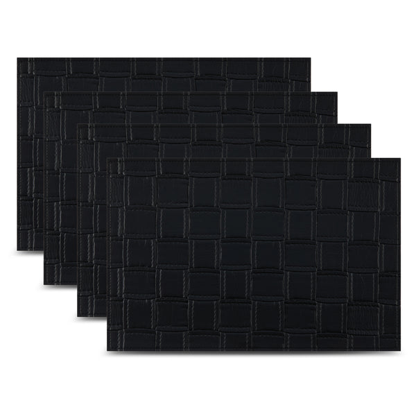 dainty home Dainty Home Bostonian Premium Vegan Leather Reversible 2 Pattern 12" x 18" Rectangular Placemat Set Of 4