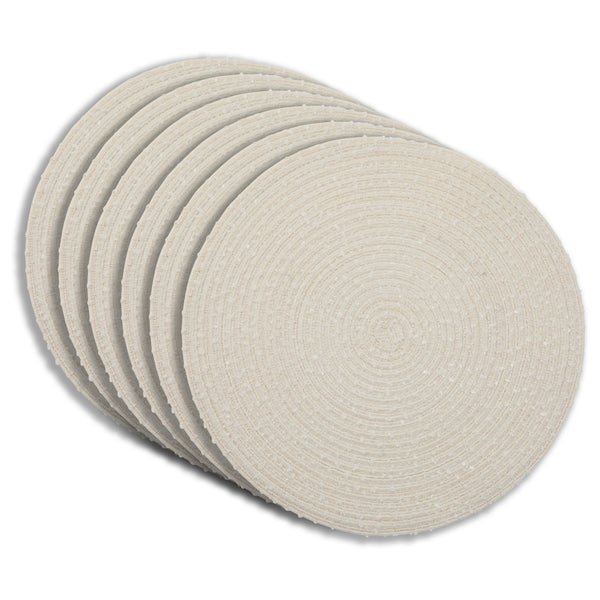 Dainty Home Dainty Home Boucle 15" Round Woven Placemats Set Of 6 - Durable Reversible & Non-Slip Table Mats