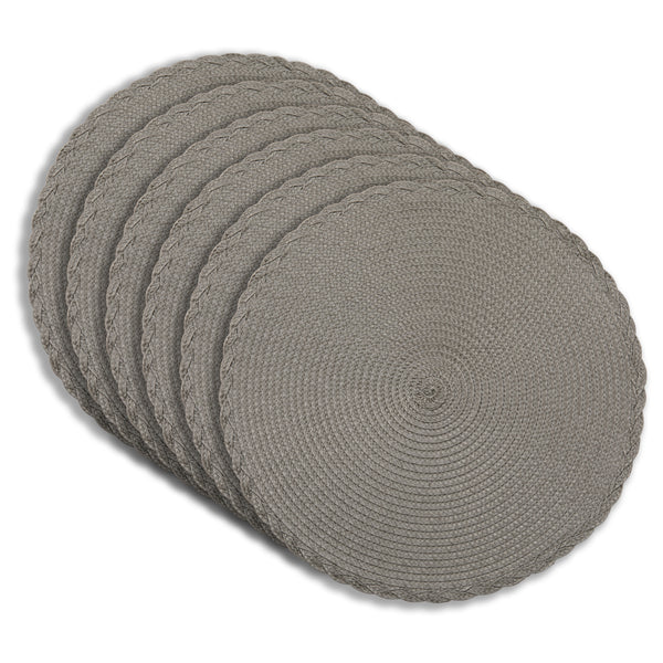 Dainty Home Dainty Home Braided 15" Round Woven Placemats Set Of 6 - Durable Reversible & Non-Slip Table Mats