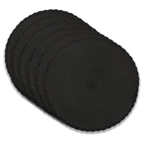 dainty home Dainty Home Braided 15" Round Woven Placemats Set of 6 - Durable Reversible & Non-Slip Table Mats