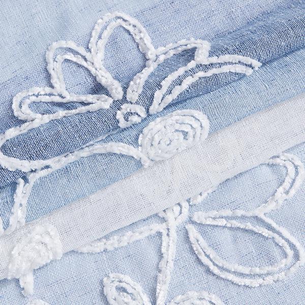 Dainty Home Dainty Home Caroline Boho Ombre Striped Gradient Fabric With 3D Floral Chenille Embroidered Linen Look Light Filtering Grommet Panel Pair