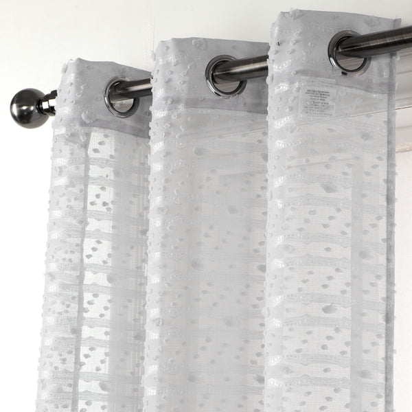 Dainty Home Dainty Home Cassandra Modern 3D Linen-Look Striped Fabric Shower Curtain With A 3D Cotton Like Puffs Striped Design