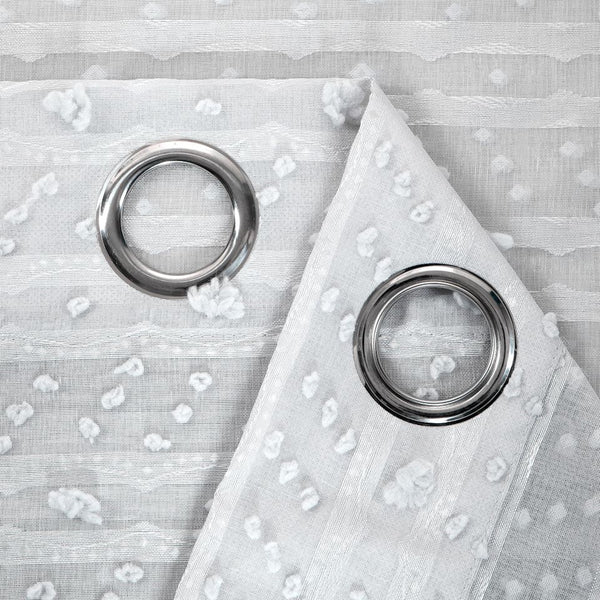 Dainty Home Dainty Home Cassandra Modern 3D Linen-Look Striped Fabric Shower Curtain With A 3D Cotton Like Puffs Striped Design