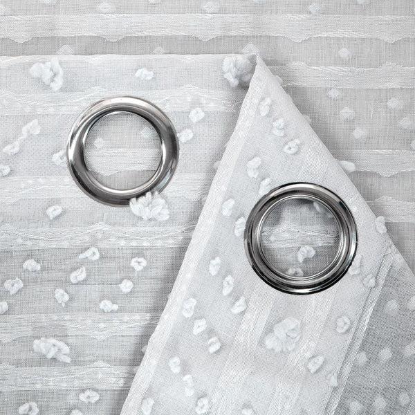 Dainty Home Dainty Home Cassandra Modern 3D Striped Design With 3D Cotton Puffs Linen Look Light Filtering Grommet Panel Pair