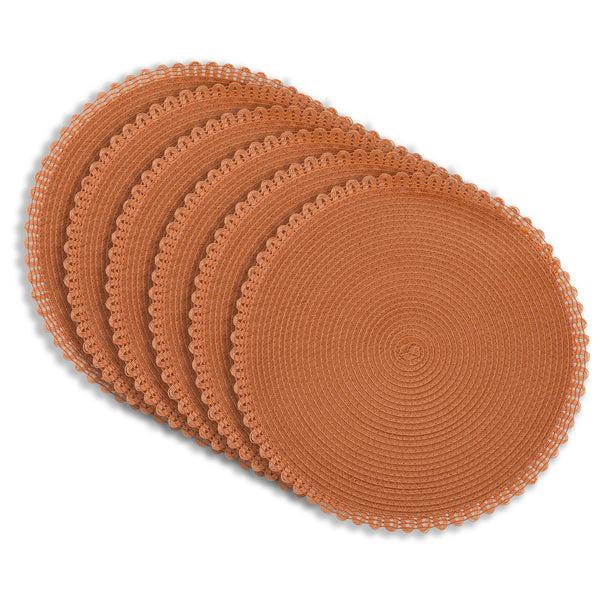 dainty home Dainty Home Chantilly 15" Round Woven Placemats Set of 6 - Durable Reversible & Non-Slip Table Mats