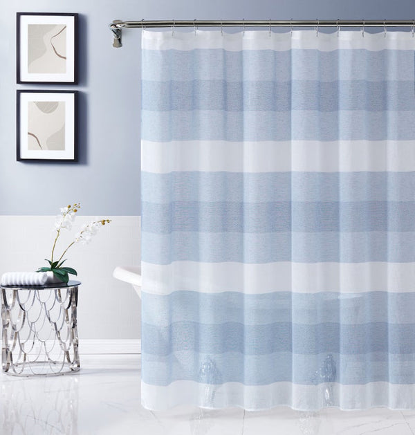 dainty home Dainty Home Chelsea Gradient Ombre Linen Look Fabric Textured Gradient Striped Designed Fabric Shower Curtain