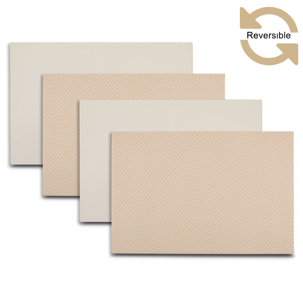 dainty home Dainty Home Chevron Premium Vegan Leather Reversible 2 Pattern 12" x 18" Rectangular Placemat Set Of 4