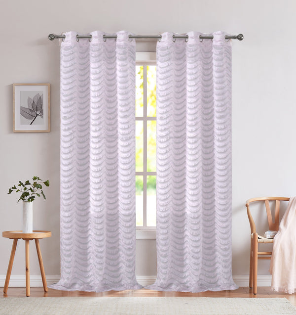 Dainty Home Dainty Home Claire Modern 3D Stripe Waves Textured Designed Light Filtering Grommet Panel Pair
