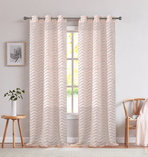 dainty home Dainty Home Claire Modern 3D Stripe Waves Textured Designed Light Filtering Grommet Panel Pair dainty home Dainty Home Claire Modern 3D Stripe Waves Textured Designed Light Filtering Grommet Panel Pair