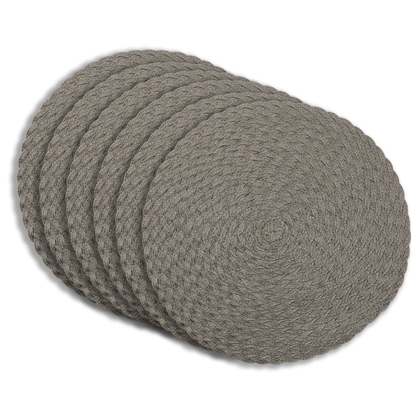 Dainty Home Dainty Home Classic 15" Round Woven Placemats Set Of 6 - Durable Reversible & Non-Slip Table Mats