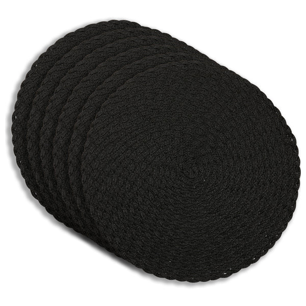 dainty home Dainty Home Classic 15" Round Woven Placemats Set of 6 - Durable Reversible & Non-Slip Table Mats