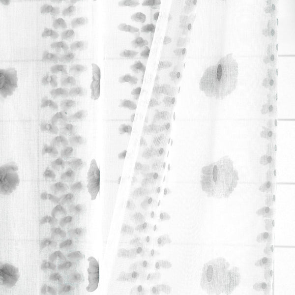 Dainty Home Dainty Home Cloud Modern 3D Linen-Look Fabric Shower Curtain With 3D Cotton Like Puffs