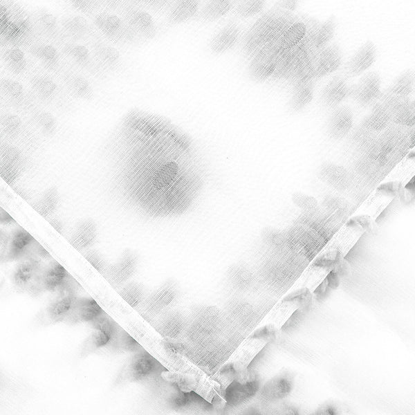 Dainty Home Dainty Home Cloud Modern 3D Linen-Look Fabric Shower Curtain With 3D Cotton Like Puffs