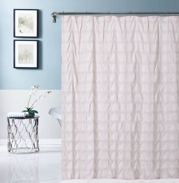 dainty home Dainty Home Crinkle Plaid Textured Embossed Weaved Plaid Designed Shower Curtain