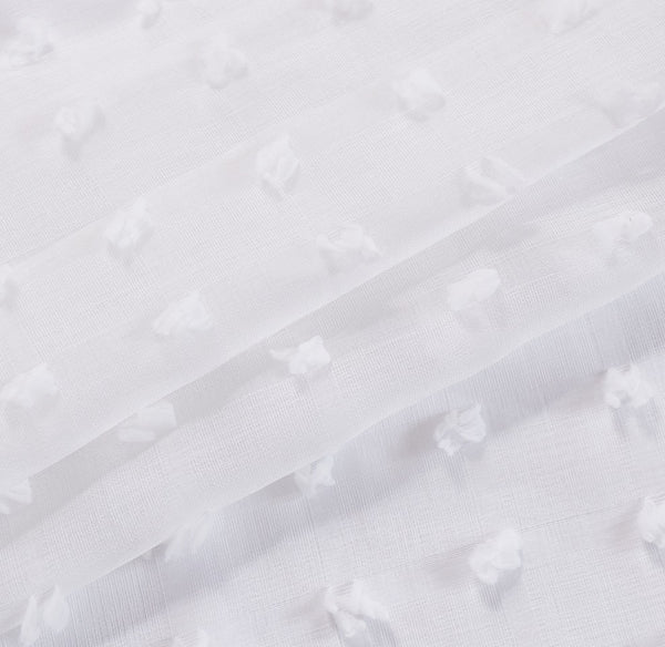 Dainty Home Dainty Home Cut Flower Linen Look Light Filtering Panel Pair With 3D Cotton Like Flower Puffs