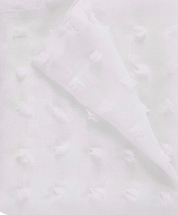 Dainty Home Dainty Home Cut Flower Modern 3D Linen-Look Shower Curtain With 3D Cotton Like Puffs