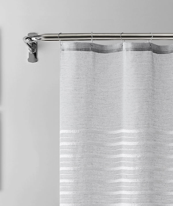 Dainty Home Dainty Home Daniella 3D Solid Linen Look Textured Striped 3D Chenille Designed Fabric Shower Curtain