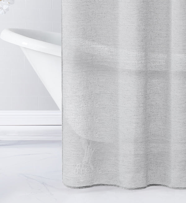 Dainty Home Dainty Home Daniella 3D Solid Linen Look Textured Striped 3D Chenille Designed Fabric Shower Curtain