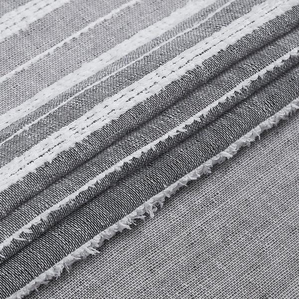 Dainty Home Dainty Home Daniella 3D Solid Linen Look Textured Striped 3D Chenille Designed Fabric Shower Curtain