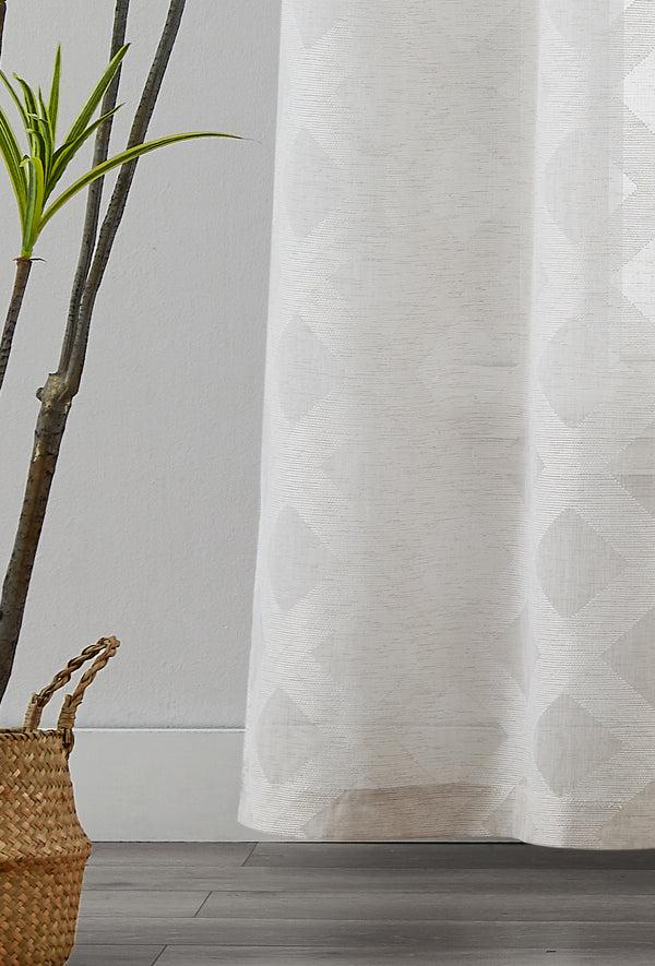 Dainty Home Dainty Home Diamonds Boho Embossed Diamond Design Linen Look Light Filtering Grommet Panel Pair