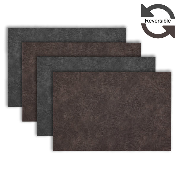 Dainty Home Dainty Home Florence Faux Leather Reversible 2 Color 12" X 18" Rectangular Placemat Set