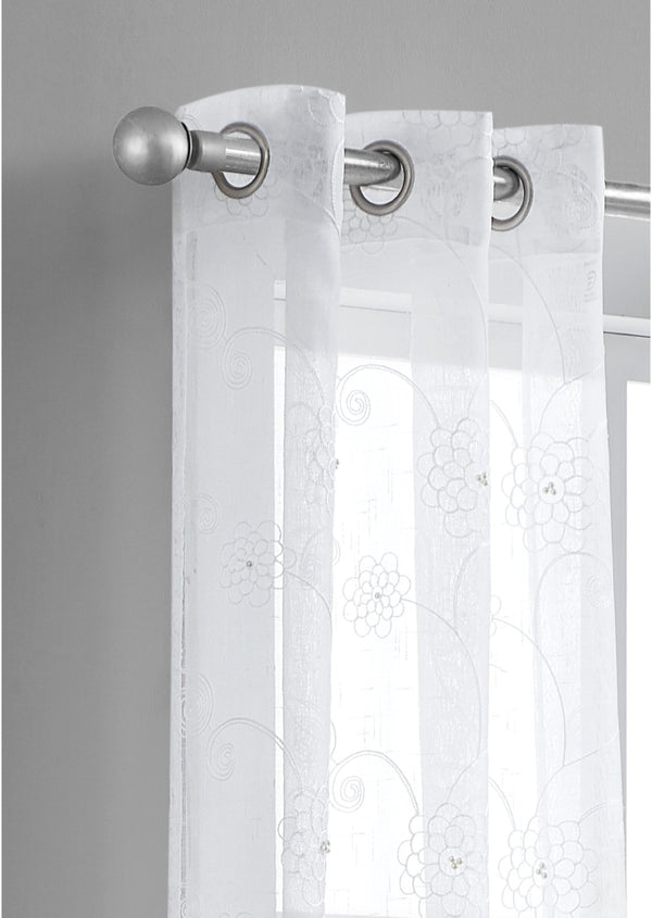 Dainty Home Dainty Home Gisella Boho 3D Floral Embroidered And Beaded Linen Look Light Filtering Grommet Panel Pair