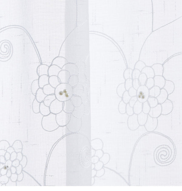 Dainty Home Dainty Home Gisella Boho 3D Floral Embroidered And Beaded Linen Look Light Filtering Grommet Panel Pair