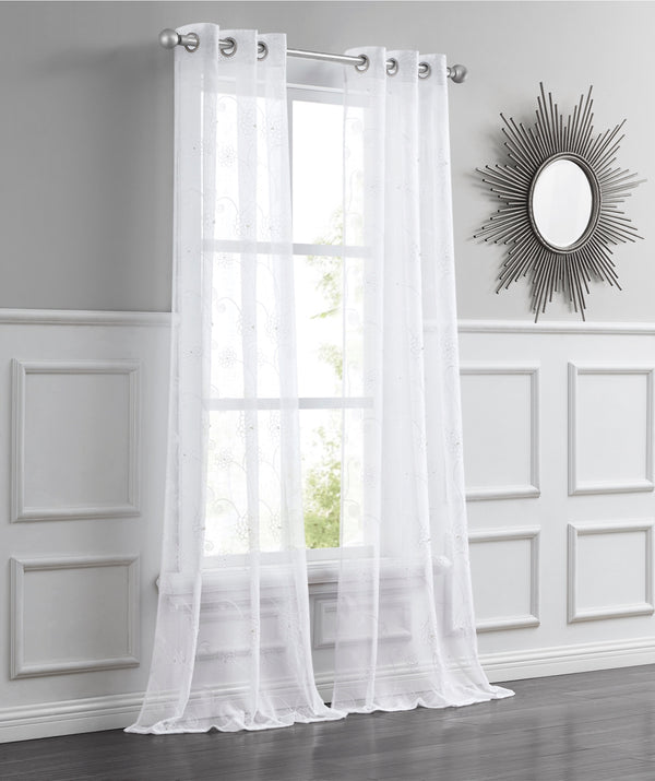 dainty home Dainty Home Gisella Boho 3D Floral Embroidered And Beaded Linen Look Light Filtering Grommet Panel Pair dainty home Dainty Home Gisella Boho 3D Floral Embroidered And Beaded Linen Look Light Filtering Grommet Panel Pair