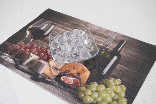 Dainty Home Dainty Home Grapes And Wine Woven Textilene Crossweave With A Reversible Grapes And Wine Pattern 13" X 19" Rectangular Placemats