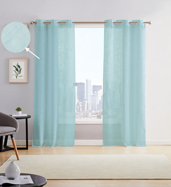 dainty home Dainty Home Hannah Solid Criss-Cross Weave Fabric Semi-Sheer Airy & Breathable Light Filtering Grommet Panel Pair