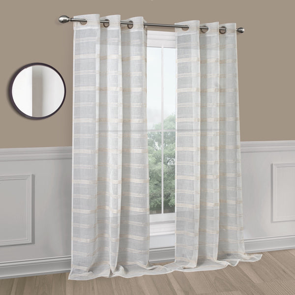 dainty home Dainty Home Horizons Linen Look Striped Window Panel Pair