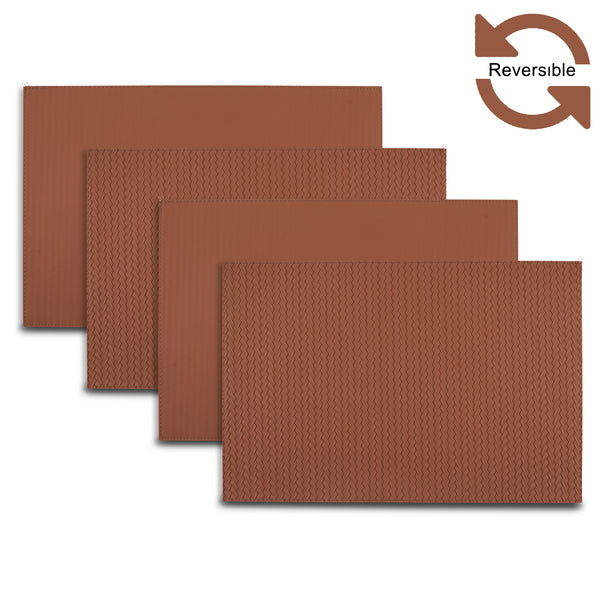 Dainty Home Dainty Home Hudson Premium Vegan Leather Reversible 2 Pattern 12" X 18" Rectangular Placemat Set Of 4